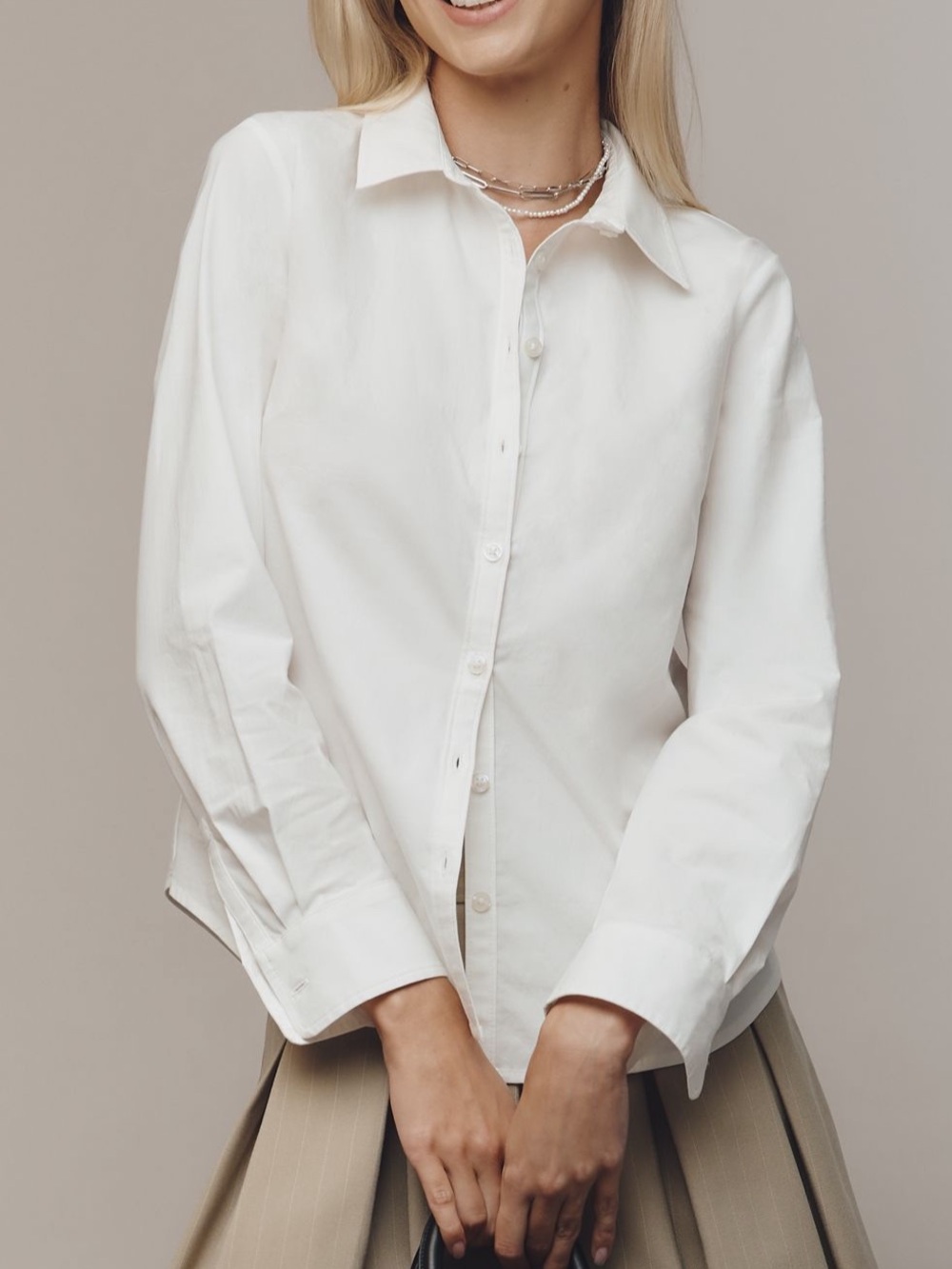 Maeve Gracelyn Classic Slim White Button-Down Shirt Top XXS